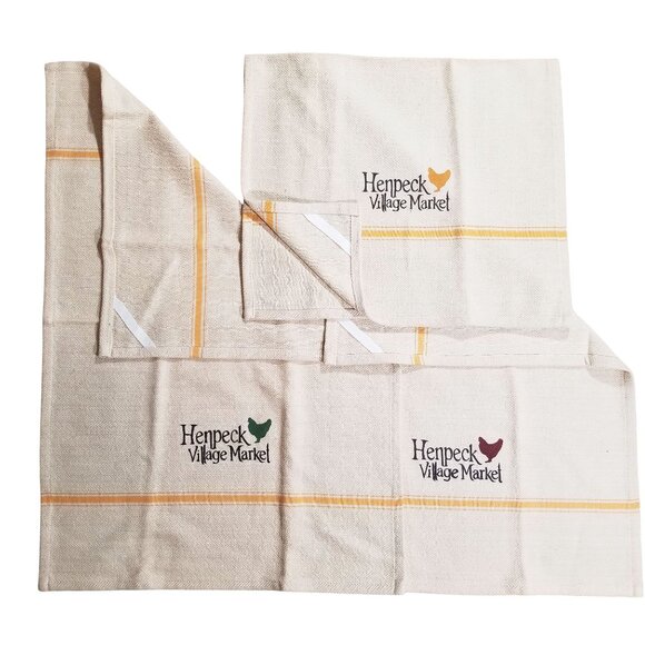 Kitchen Towels w/Chicken Theme Bundle 3 Cotton Homespun Towels - Picture 7 of 10